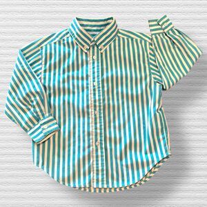Kelly’s Kids Blue Aqua Striped Button Down Polo Shirt